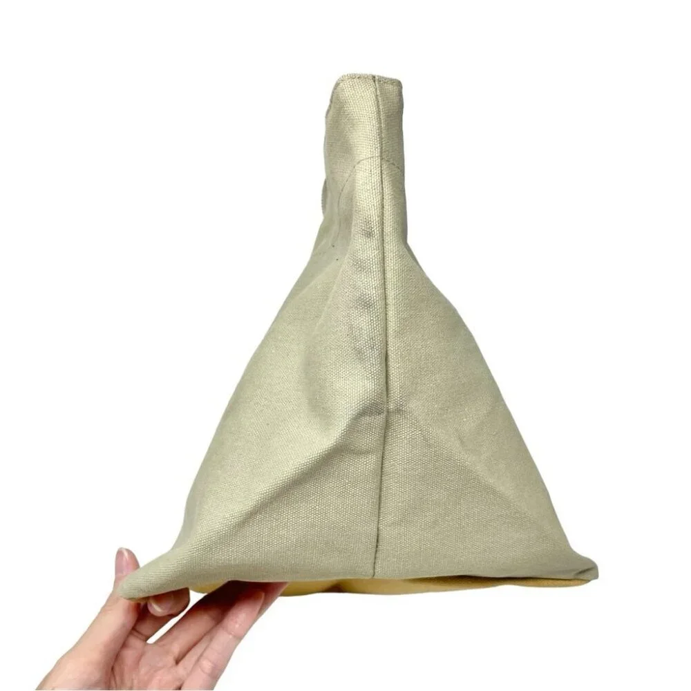 Max Mara Natural Tan Canvas Top Handle Bag